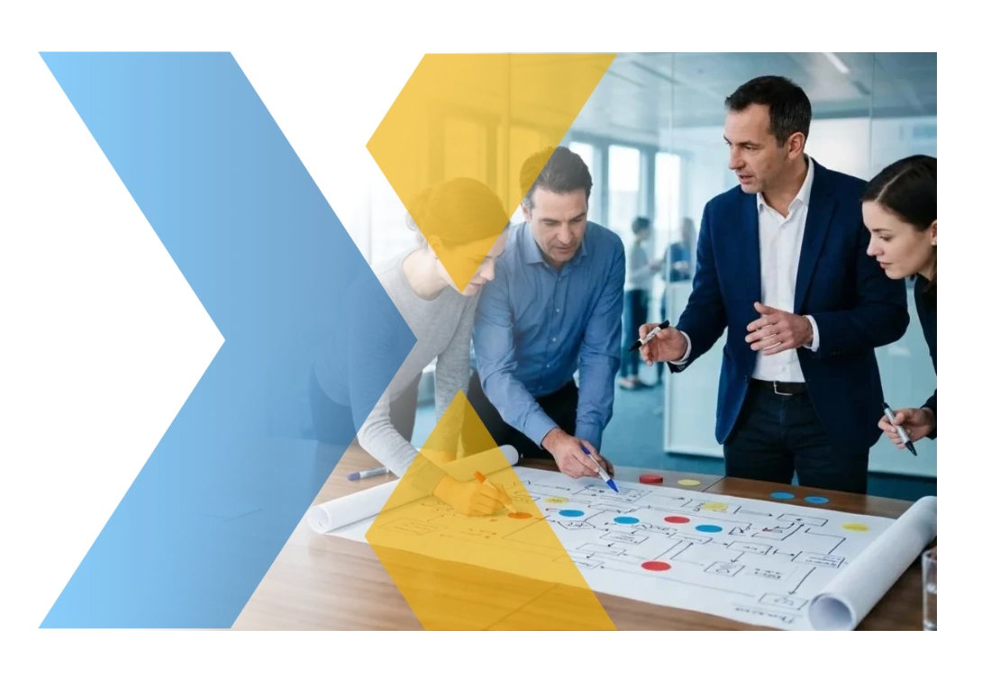 BPM y BPMN: equipo levantando y anotando el mapa de procesos del negocio