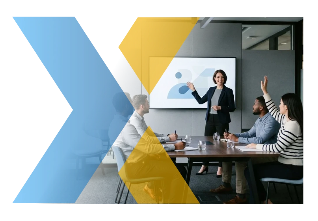 Capacitación SAP Business One: instructora frente a un grupo de usuarios en sala