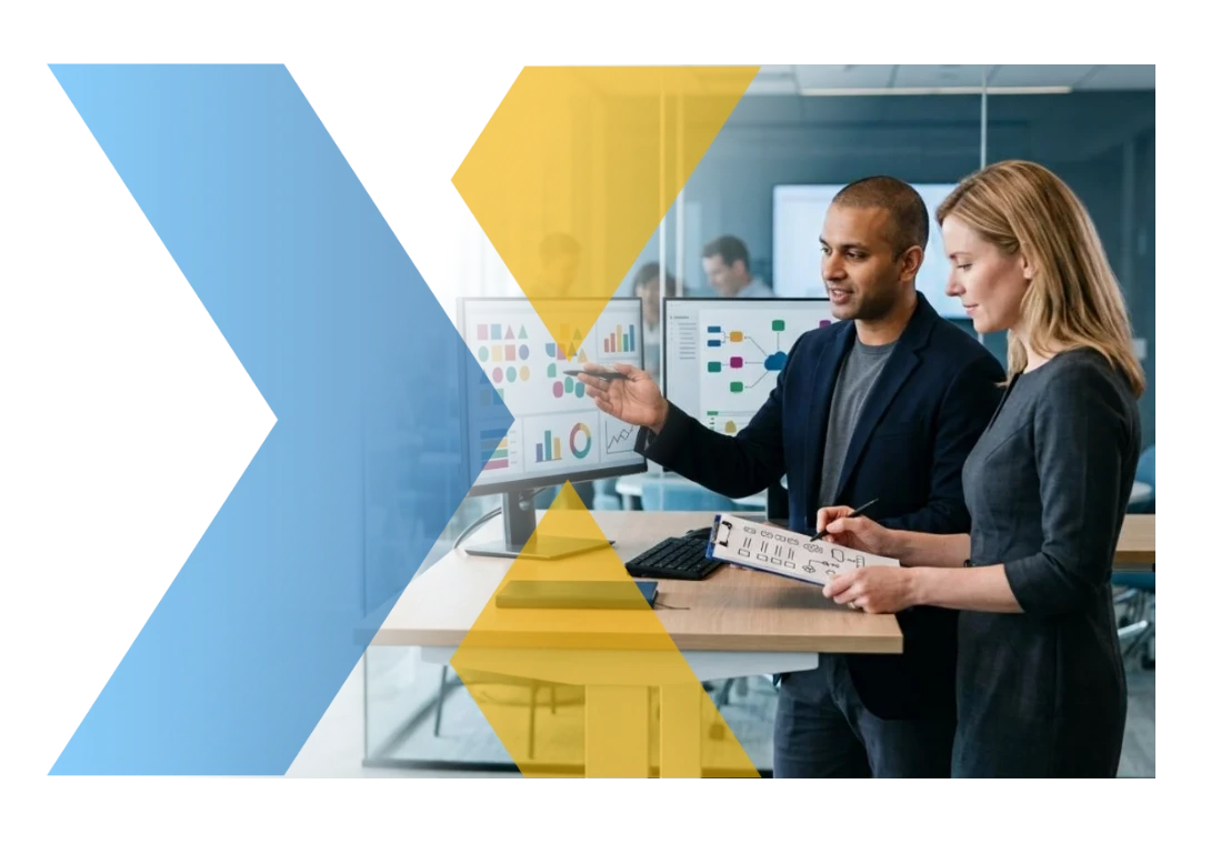 Upgrade de SAP Business One: líder técnico y gerente revisando el plan de actualización